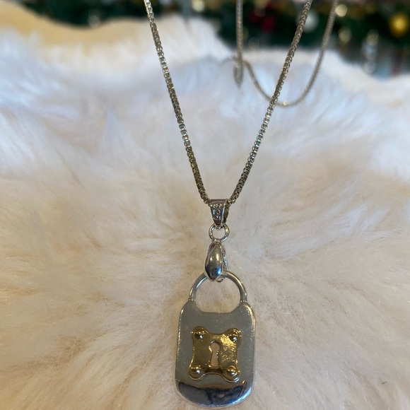 Lock heart sterling Silver Pendant Necklace 22 inch - Picture 6 of 8